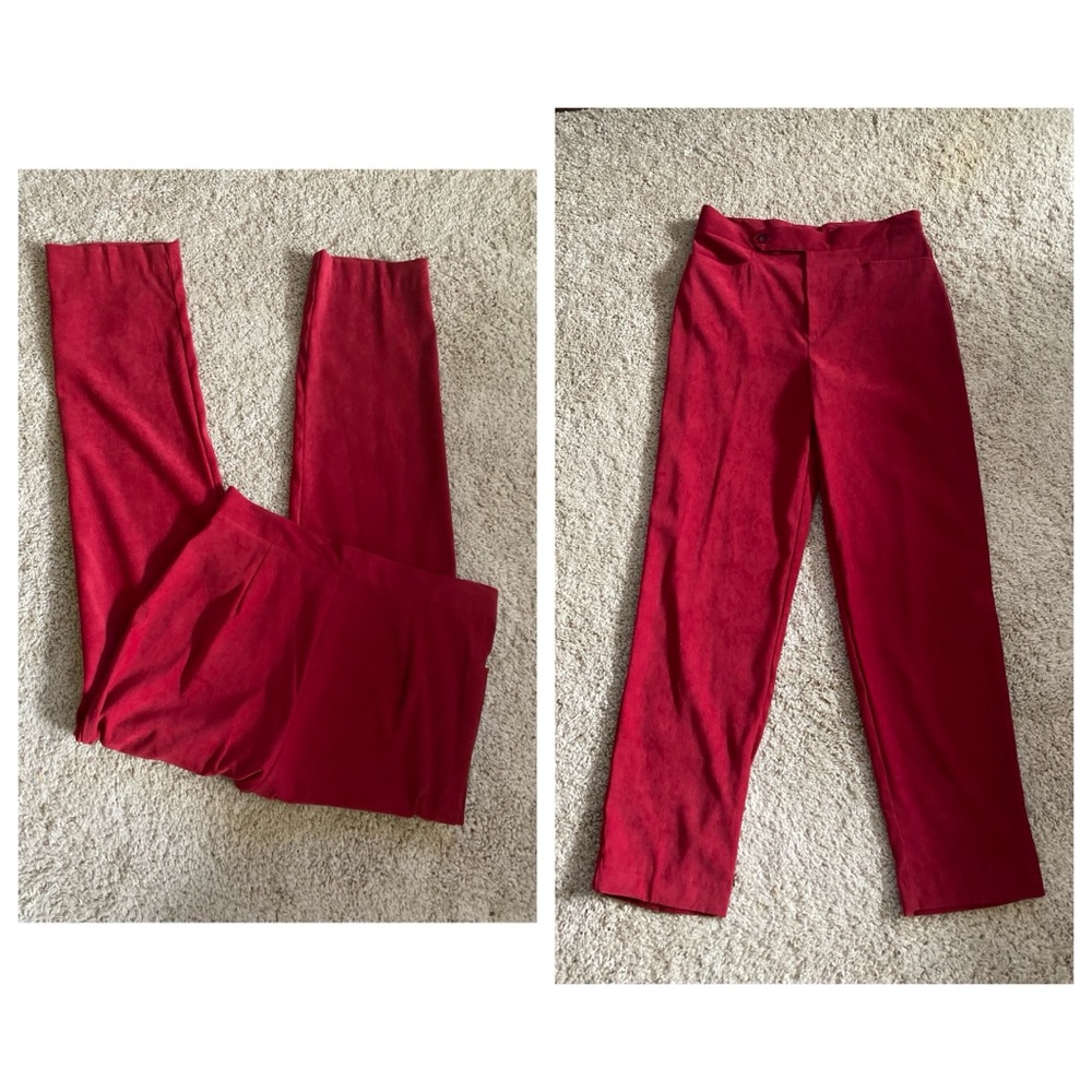 Wildlife Sportswear vintage  Sz 10 velour feel hi rise straight leg pants Red